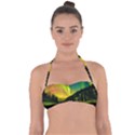 Scenic View Of Aurora Borealis Stretching Over A Lake At Night Halter Bandeau Bikini Top View1