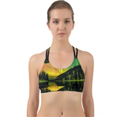 Scenic View Of Aurora Borealis Stretching Over A Lake At Night Back Web Sports Bra by danenraven