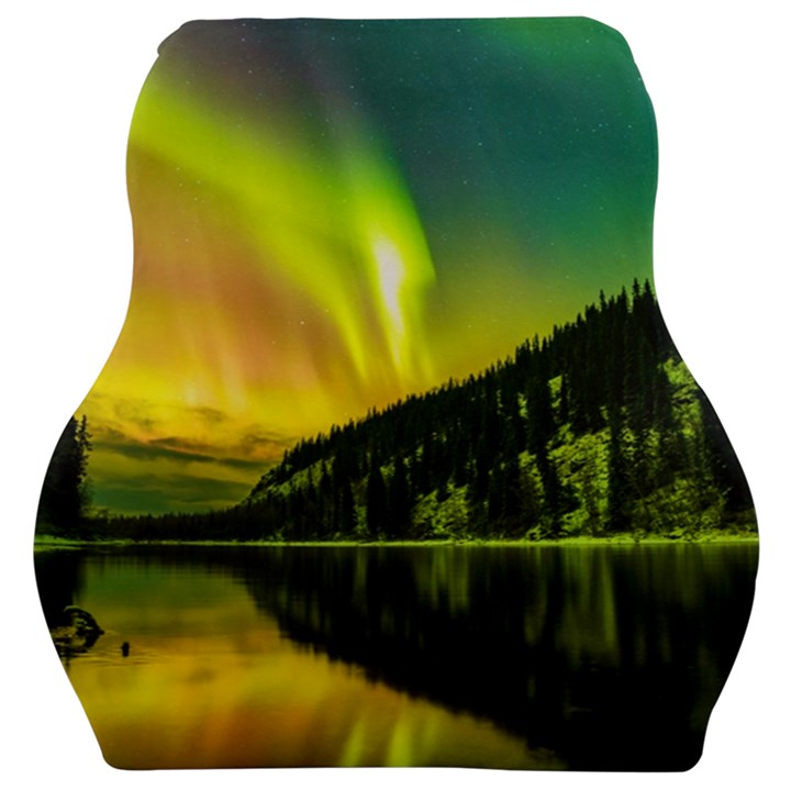 Scenic View Of Aurora Borealis Stretching Over A Lake At Night Car Seat Velour Cushion 