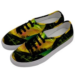 Scenic View Of Aurora Borealis Stretching Over A Lake At Night Men s Classic Low Top Sneakers by danenraven