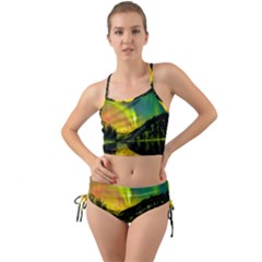 Scenic View Of Aurora Borealis Stretching Over A Lake At Night Mini Tank Bikini Set by danenraven