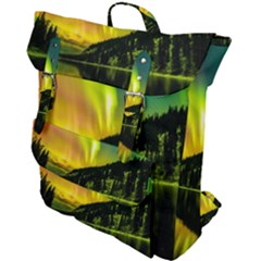 Scenic View Of Aurora Borealis Stretching Over A Lake At Night Buckle Up Backpack by danenraven