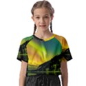 Scenic View Of Aurora Borealis Stretching Over A Lake At Night Kids  Basic Tee View1