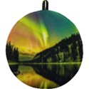 Scenic View Of Aurora Borealis Stretching Over A Lake At Night Round Trivet View1