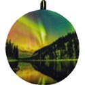 Scenic View Of Aurora Borealis Stretching Over A Lake At Night Round Trivet View2