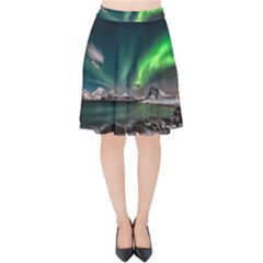 Aurora Borealis Photo Velvet High Waist Skirt by danenraven