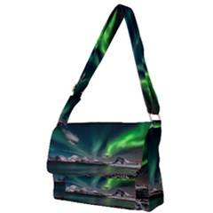 Aurora Borealis Photo Full Print Messenger Bag (l) by danenraven