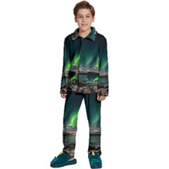 Aurora Borealis Photo Kids  Long Sleeve Velvet Pajamas Set