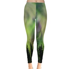 Aurora Borealis In Sky Over Forest Leggings  by danenraven