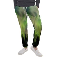 Aurora Borealis In Sky Over Forest Men s Jogger Sweatpants by danenraven