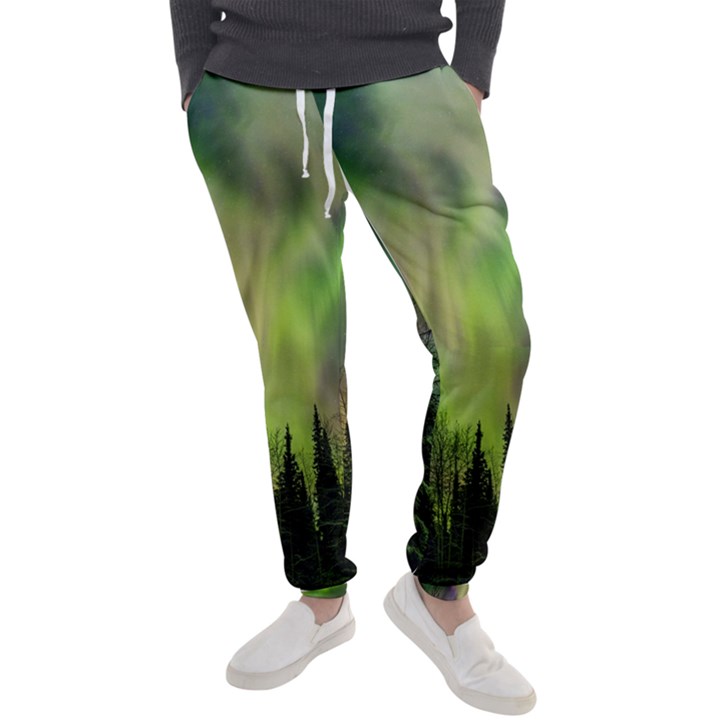 Aurora Borealis In Sky Over Forest Men s Jogger Sweatpants