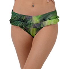 Aurora Borealis In Sky Over Forest Frill Bikini Bottom