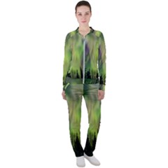 Aurora Borealis In Sky Over Forest Casual Jacket And Pants Set by danenraven