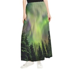 Aurora Borealis In Sky Over Forest Maxi Chiffon Skirt by danenraven