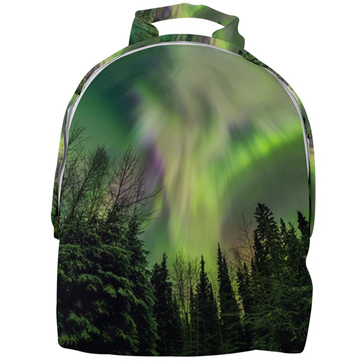 Aurora Borealis In Sky Over Forest Mini Full Print Backpack