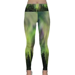 Aurora Borealis In Sky Over Forest Lightweight Velour Classic Yoga Leggings by danenraven