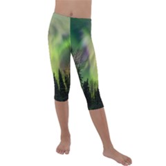 Aurora Borealis In Sky Over Forest Kids  Lightweight Velour Capri Leggings  by danenraven