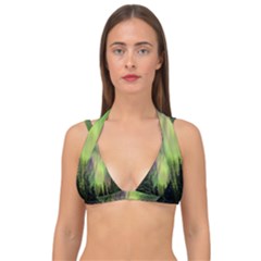 Aurora Borealis In Sky Over Forest Double Strap Halter Bikini Top by danenraven