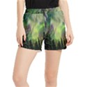 Aurora Borealis In Sky Over Forest Women s Runner Shorts View1