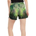 Aurora Borealis In Sky Over Forest Women s Runner Shorts View2