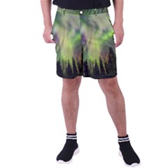 Aurora Borealis In Sky Over Forest Men s Pocket Shorts by danenraven