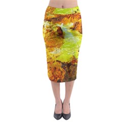 Lake Dallol In Danakil Depression Ethiopia Midi Pencil Skirt by danenraven