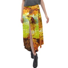 Lake Dallol In Danakil Depression Ethiopia Velour Split Maxi Skirt by danenraven