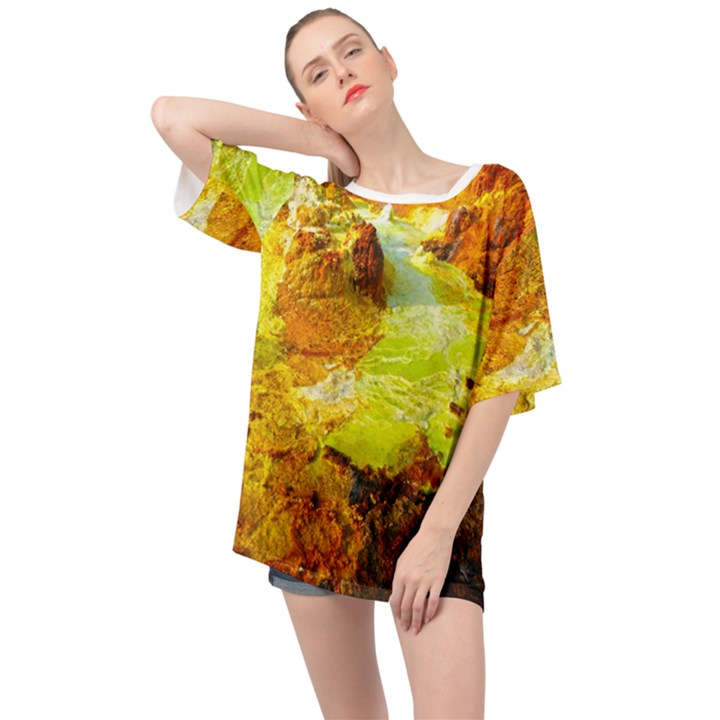 Lake Dallol In Danakil Depression Ethiopia Oversized Chiffon Top