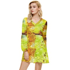 Lake Dallol In Danakil Depression Ethiopia Tiered Long Sleeve Mini Dress