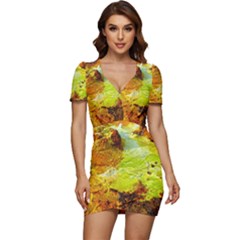 Lake Dallol In Danakil Depression Ethiopia Low Cut Cap Sleeve Mini Dress