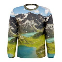 Aerial View Of Mountain And Body Of Water Men s Long Sleeve Tee