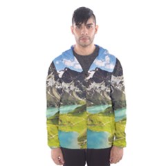 Aerial View Of Mountain And Body Of Water Men s Hooded Windbreaker by danenraven