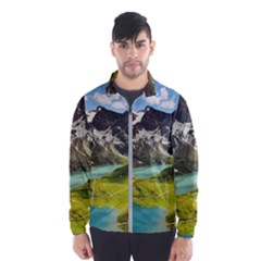 Aerial View Of Mountain And Body Of Water Men s Windbreaker by danenraven