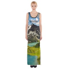 Aerial View Of Mountain And Body Of Water Thigh Split Maxi Dress by danenraven