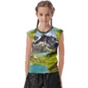 Aerial View Of Mountain And Body Of Water Kids  Raglan Cap Sleeve Tee View1