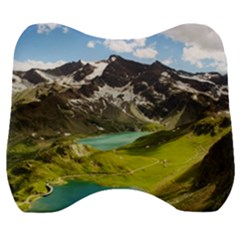 Aerial View Of Mountain And Body Of Water Velour Head Support Cushion by danenraven