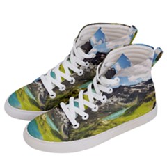 Aerial View Of Mountain And Body Of Water Men s Hi-top Skate Sneakers by danenraven