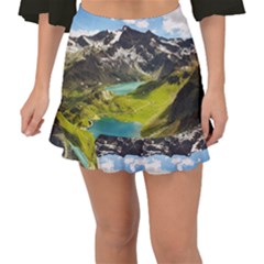 Aerial View Of Mountain And Body Of Water Fishtail Mini Chiffon Skirt by danenraven