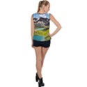 Aerial View Of Mountain And Body Of Water Bubble Hem Chiffon Tank Top View2