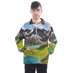 Aerial View Of Mountain And Body Of Water Men s Half Zip Pullover by danenraven