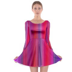 Multicolored Abstract Linear Print Long Sleeve Skater Dress