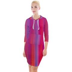 Multicolored Abstract Linear Print Quarter Sleeve Hood Bodycon Dress by dflcprintsclothing