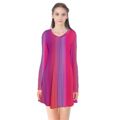 Multicolored Abstract Linear Print Long Sleeve V-neck Flare Dress by dflcprintsclothing