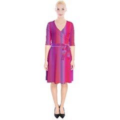 Multicolored Abstract Linear Print Wrap Up Cocktail Dress