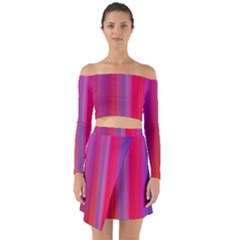 Multicolored Abstract Linear Print Off Shoulder Top With Skirt Set by dflcprintsclothing