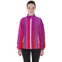 Multicolored Abstract Linear Print Women s High Neck Windbreaker by dflcprintsclothing