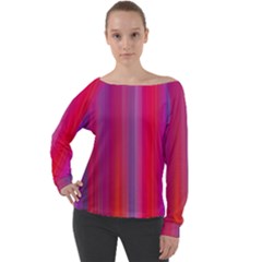 Multicolored Abstract Linear Print Off Shoulder Long Sleeve Velour Top by dflcprintsclothing