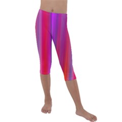 Multicolored Abstract Linear Print Kids  Lightweight Velour Capri Leggings  by dflcprintsclothing