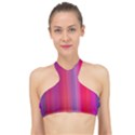 Multicolored Abstract Linear Print High Neck Bikini Top View1