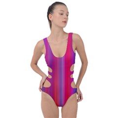 Multicolored Abstract Linear Print Side Cut Out Swimsuit by dflcprintsclothing